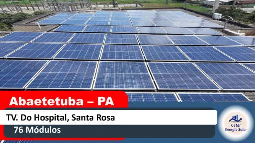 Sistema solar de 76 módulos instalado pela Cetel na Travessa do Hospital, Santa Rosa, Abaetetuba, Pará
