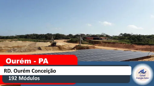 Usina solar da Cetel com 192 módulos na Rodovia Ourém–Conceição, em Ourém, Pará